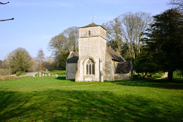 Malebný Vesnický Kostel Eastleach Martin Jarním Slunci Gloucestershire Velká Británie — Stock fotografie