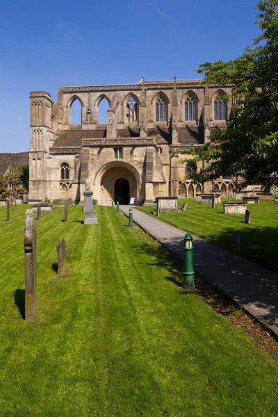 Történelmi Malmesbury Apátság Tavaszi Napsütésben Wiltshire Egyesült Királyság — Stock Fotó