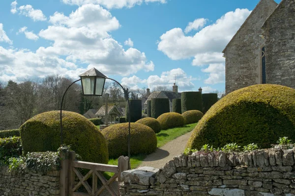 Soleil Printemps Sur Vieux Cimetière Pittoresque Duntisbourne Abbots Dans Les — Photo