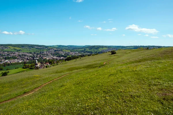 Kilátás Selsley Falu Stroud Völgyek Selsley Common Gloucestershire Cotswolds Egyesült — Stock Fotó