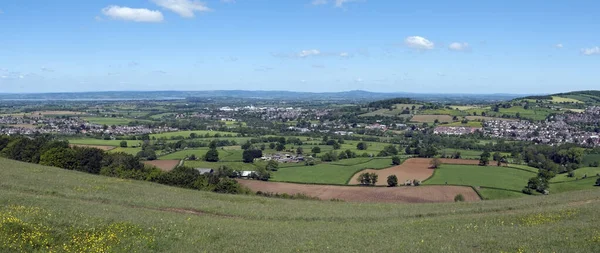 Panoramautsikt Över Severn Vale Från Cotswold Way Långfärdsled Selsley Common — Stockfoto