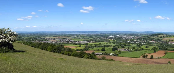 Panoramautsikt Från Selsley Common Över Ett Lapptäcke Fält Severn Vale — Stockfoto