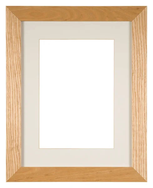 Moldura Imagem Vazia Isolada Branco Formato Retrato Com Montagem Madeira — Fotografia de Stock