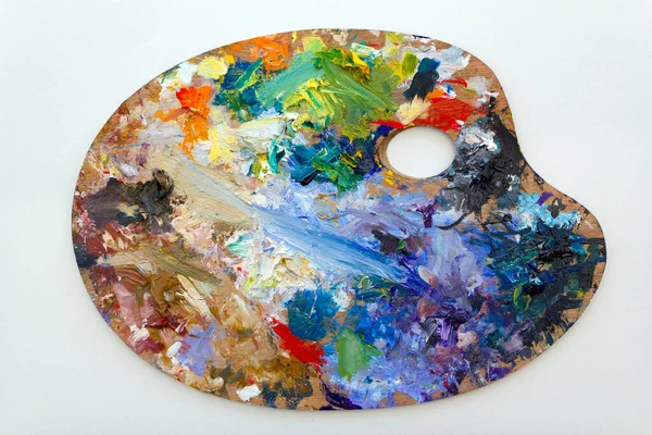 Vibrant Multi Couleurs Artistes Peinture Huile Acrylique Palette Sur Papier — Photo