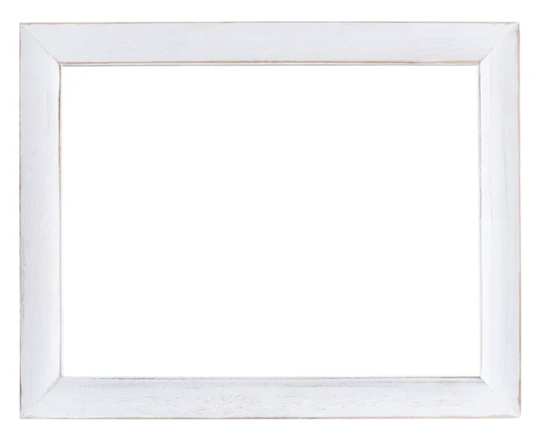 Empty Picture Frame Isolated White White Painted Shabby Chic Wood — Stock Photo, Image