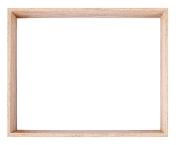 Empty Picture Frame Isolated White Deeply Recessed Wood Grain Moulding — Stock Photo, Image