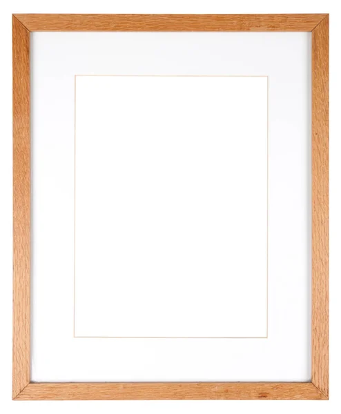 Pusta Rama Obrazu Izolowana Biało Prostym Dębowym Formowaniu Ziarna Drewna — Zdjęcie stockowe
