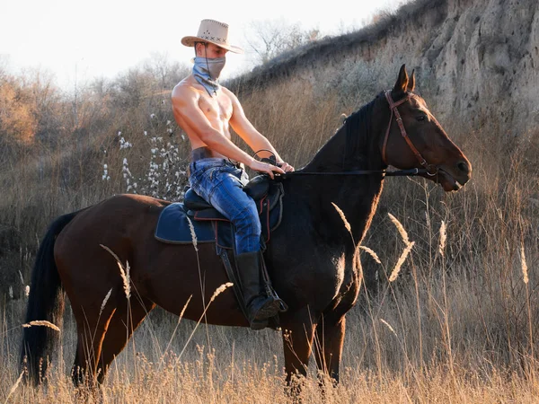 Cowboy op horseback3 — Stockfoto