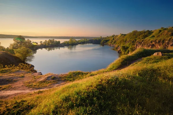 stock image A beautiful magical lake on a summer morning at dawn II