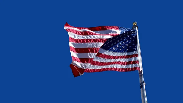 Bandeira Americana Acenando Contra Céu Azul Claro — Fotografia de Stock