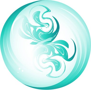 Süslü mavi bir deniz mavisi top. Vektör logosu tasarımı.