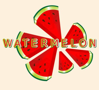 Soluk arkaplanda karpuz dilimleri. Vektör kartpostalı.