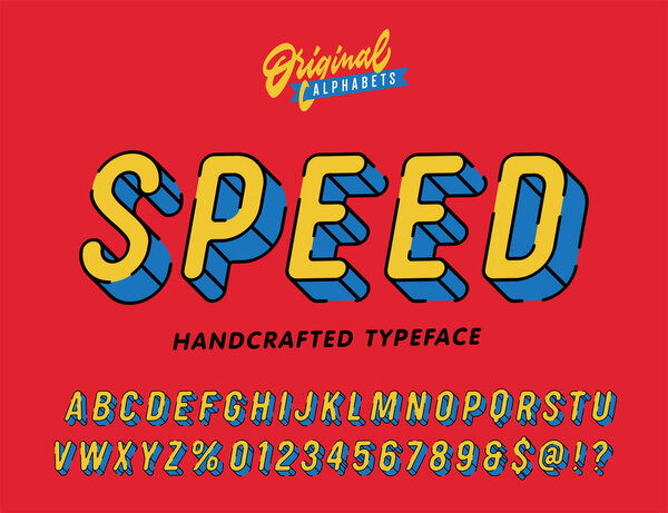 Speed. Vintage 3D Rounded Alphabet