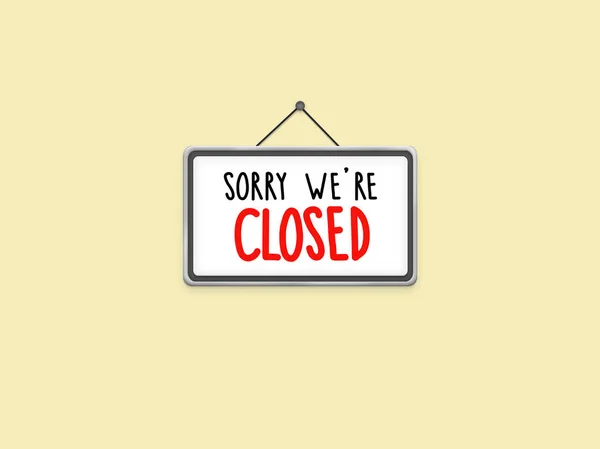 SORRY WE'RE CLOSED hand drawing sign on yellow background. — Stock Photo, Image
