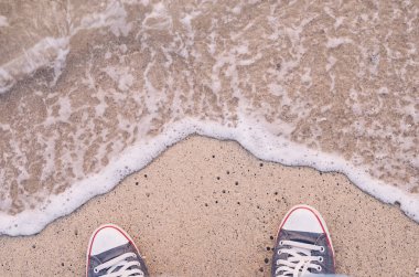 Tropikal dalga Beach Ayakkabı üstten görünüm.