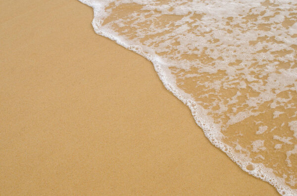 Copy space of smooth wave beach and sand texture background.