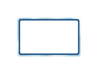 Mavi çerçeve ve boş işareti beyaz arka plan üzerinde geniş. 