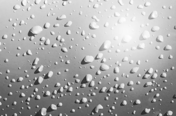 Copy space of rain drops on dirty white metal surface car abstract texture background. — Stock Photo, Image