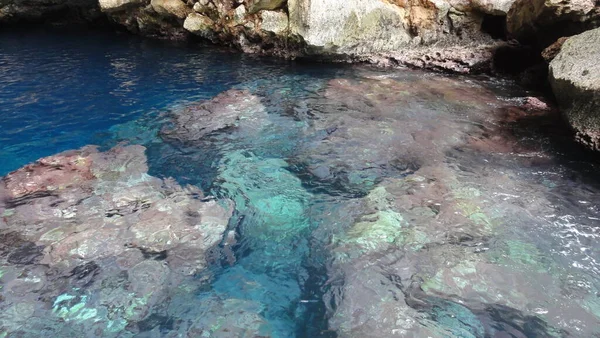 Das Superklare Wasser Der Grotte Auf Der Tropischen Insel Saipan — Stockfoto