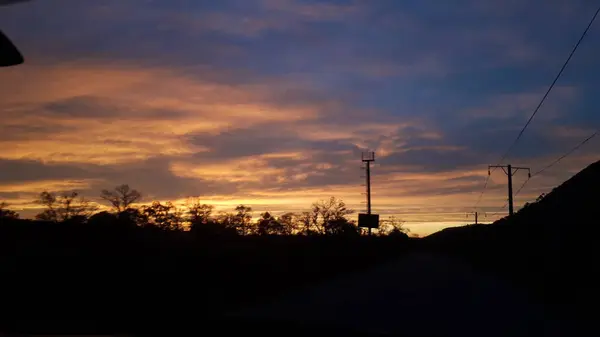 Wieczorne Niebo Zachodzie Słońca Władywostoku — Zdjęcie stockowe