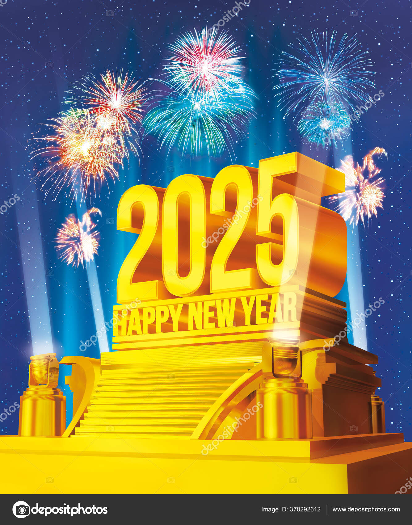 Golden Happy New Year 2025 Rendu Sur Une Plate Forme — Photographie