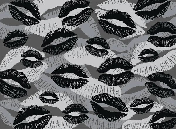 Glamorous female lips camouflage pattern