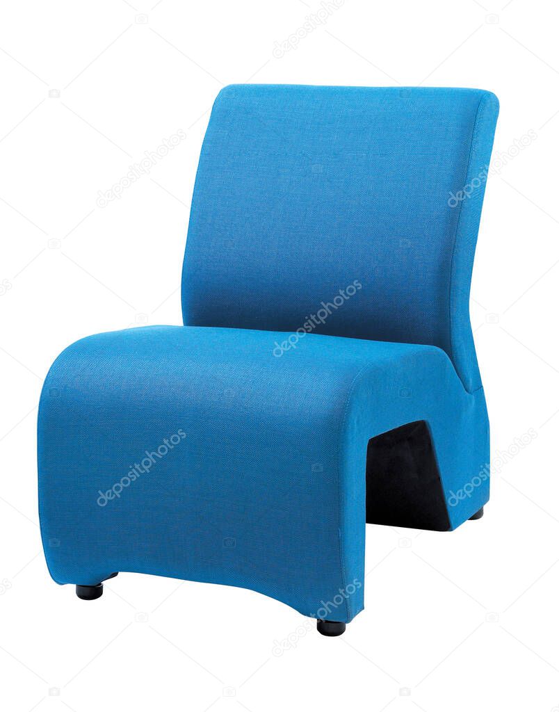 Modern blue sofa isolated on white background