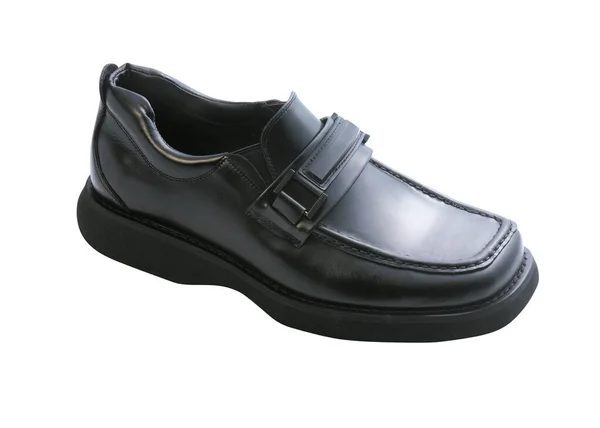 Chaussures Pour Hommes Cuir Noir Sur Fond Blanc — Photo