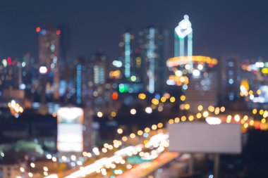 Bulanık ışıklar gece görünümü, Bangkok şehir şehir