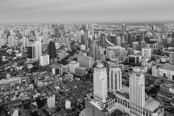 Blanco y negro, Vista aérea Bangkok city business área downtown —  Fotos de Stock
