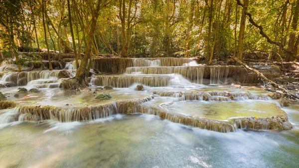 Schöner natürlicher Bachwasserfall im tiefen Urwald — Stockfoto