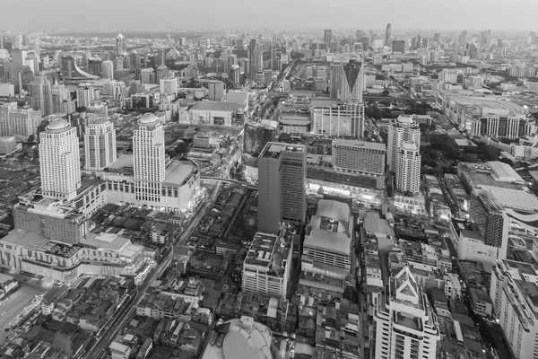 Blanco y negro, Vista aérea Bangkok centro ciudad —  Fotos de Stock