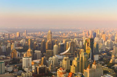 Manzarası havadan görünümü Bangkok merkezi iş şehir merkezinde