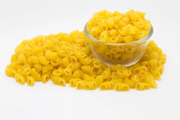 Macaroni pasta close up on glass blow — Stock Photo, Image