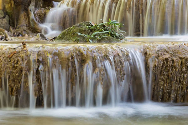 Närbild av naturliga djup skog vattenfall — Stockfoto