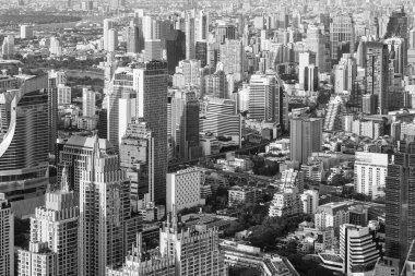 Siyah ve beyaz, şehir şehir ofis binası