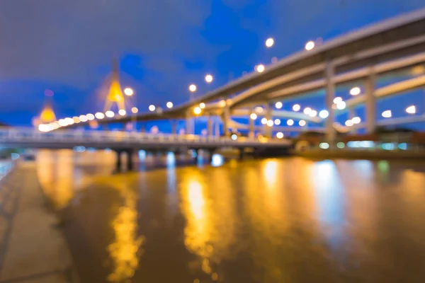 Twilight blurred suspension bridged — Stock Photo, Image