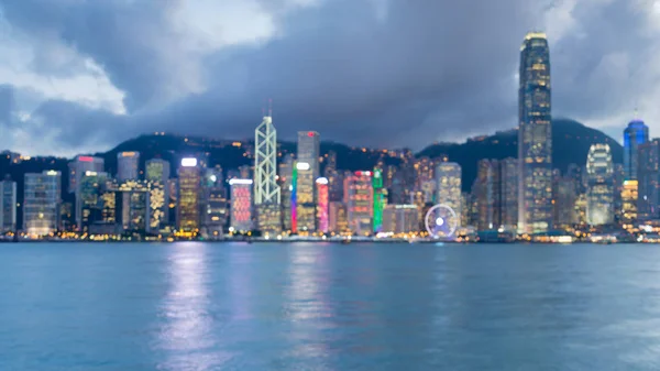 Θολά φώτα Χονγκ Κονγκ κεντρική επιχειρηματική downtown, αφηρημένα φόντο — Φωτογραφία Αρχείου