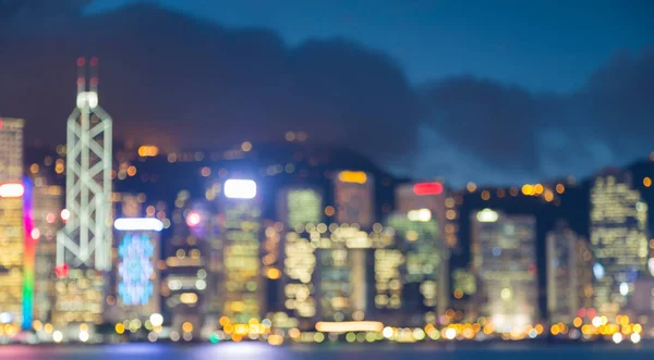 ぼやけた光夜景、香港中央ビジネス ダウンタウン — ストック写真