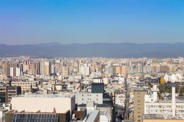 Havadan görünümü Kyoto şehir merkezi iş alanı 
