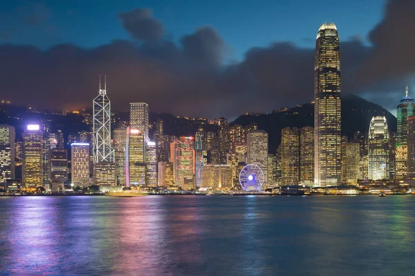 夜景、香港市内中心部 — ストック写真
