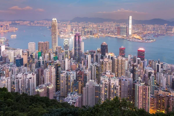 Havadan görünümü Hong Kong şehir merkezi iş şehir merkezinde — Stok fotoğraf