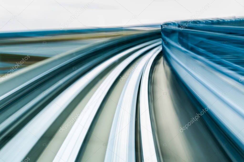 Motion blur of monorail train moving in Kobe