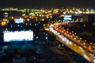 Bulanık bokeh gece ışık, şehir yol