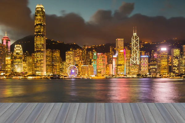 Hong Kong city suddig lampor natt Visa — Stockfoto