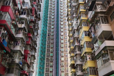 Hong Kong şehir kalabalık konut daire