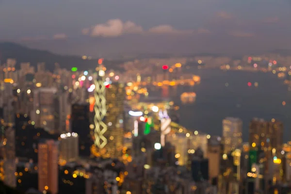 Soyut bulanık ışıklar Hong Kong Şehir Victoria Bay — Stok fotoğraf