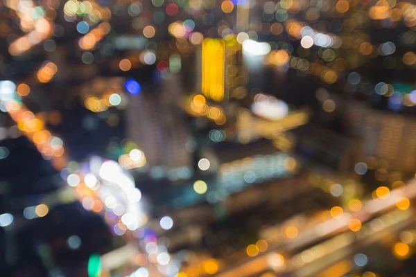 Luzes turvas vista noturna, cidade de Bangkok — Fotografia de Stock