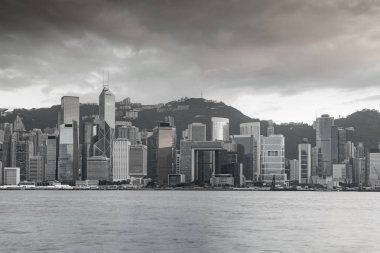 Hong Kong Şehir Victoria Körfez sahil üzerinde