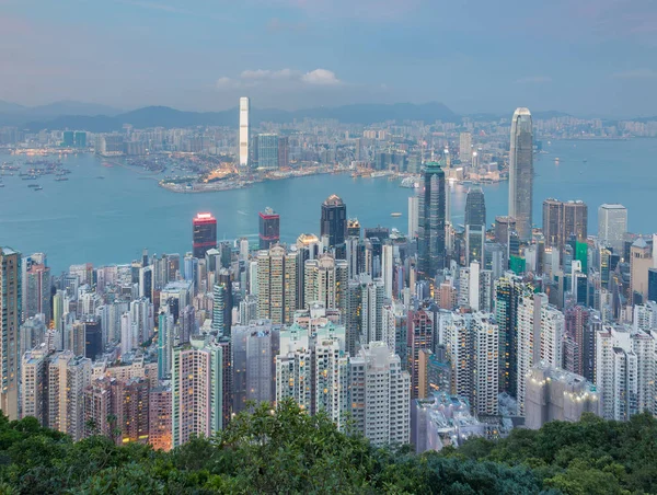 Havadan görünümü, Hong Kong ofis Victoria Körfezi Binası — Stok fotoğraf